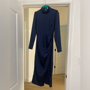 Whyte Valentyne navy midi dress with slit